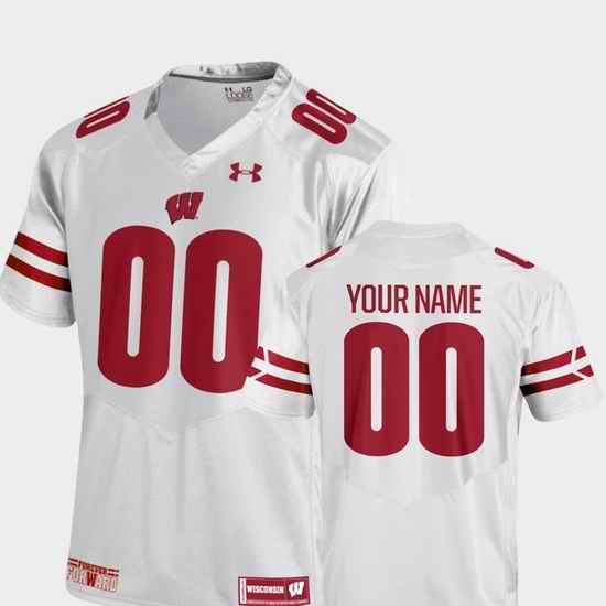 Men Women Youth Toddler Wisconsin Badgers Custom 00 White College Football 2018 Replica Jersey
